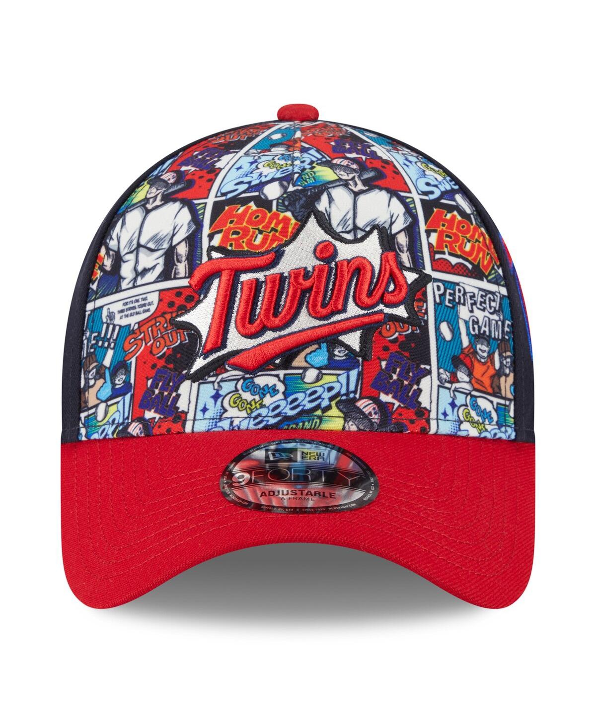 New Era Big Boys And Girls Navy/red Minnesota Twins 2025 Mlb Diamond Hero Edition A-frame 9forty Adjustable  In Multi