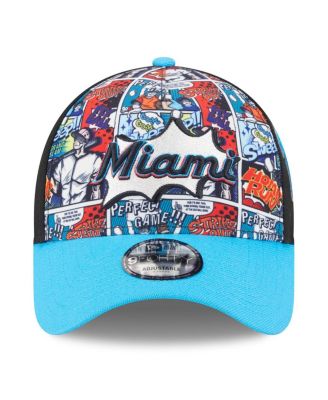 Big Boys and Girls Black/Blue Miami Marlins 2025 MLB Diamond Hero Edition A-Frame 9FORTY Adjustable Hat