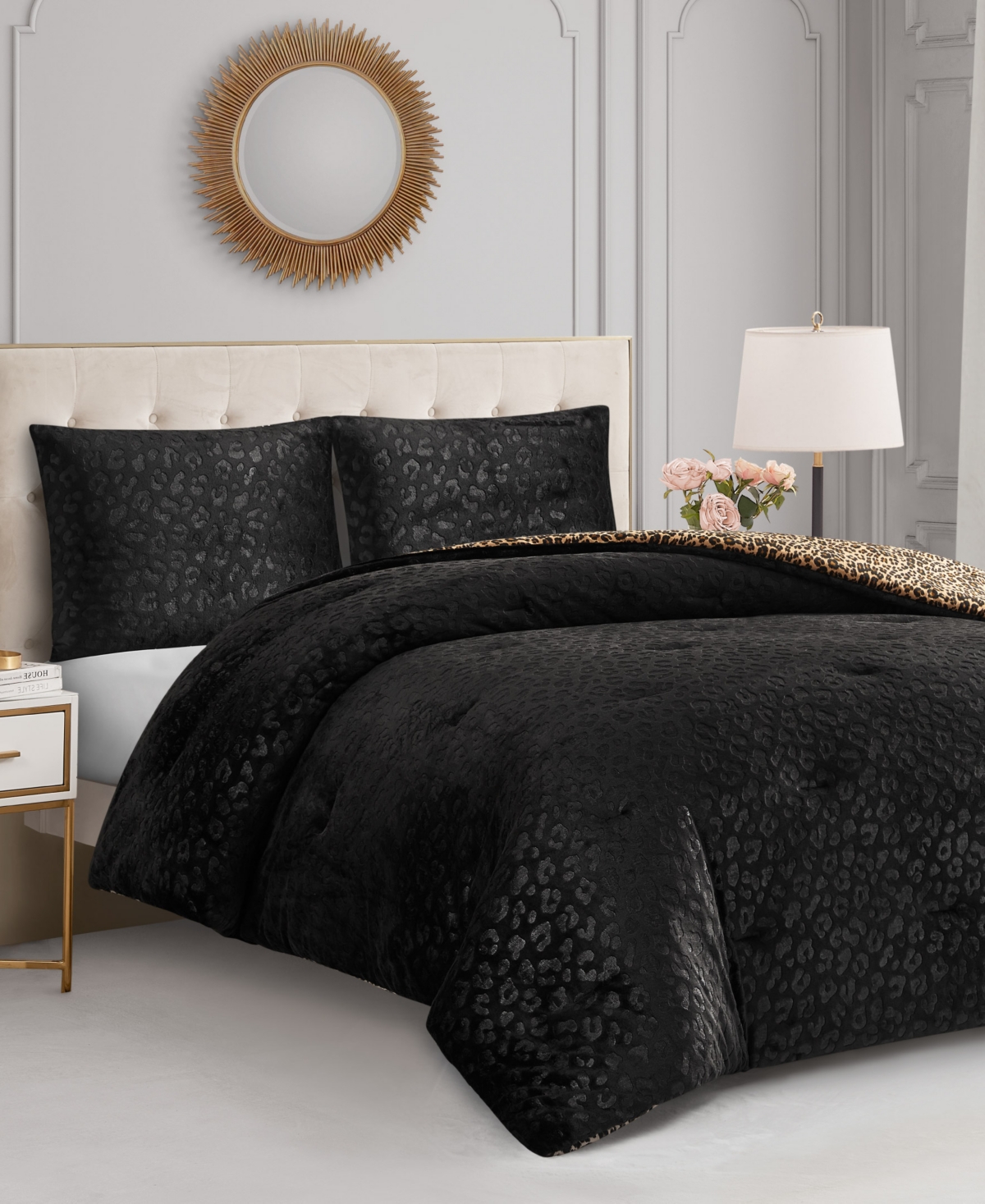 Juicy Couture Embossed Leopard Reverse To Royal Leopard 3-pc. Comforter Set, Full/queen In Brown