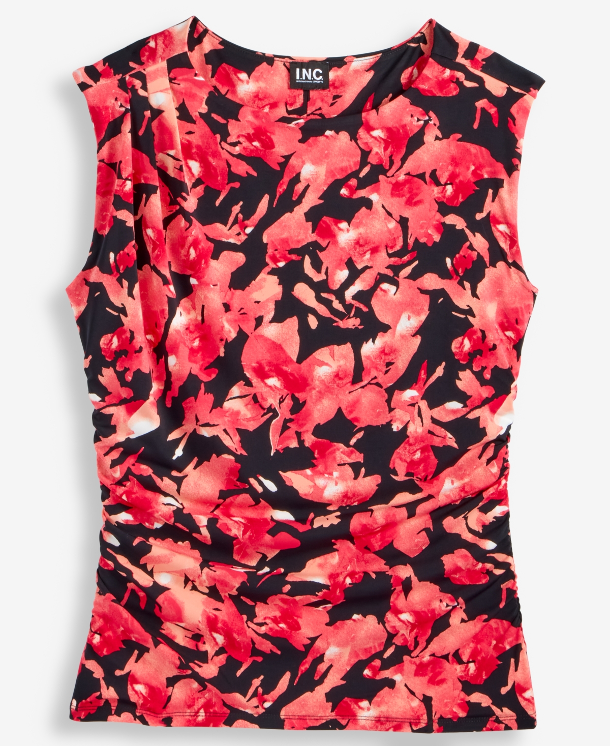 Inc International Concepts Women's Pleated-shoulder Sleeveless Ruched Top, Macy's Exclusive In Pink