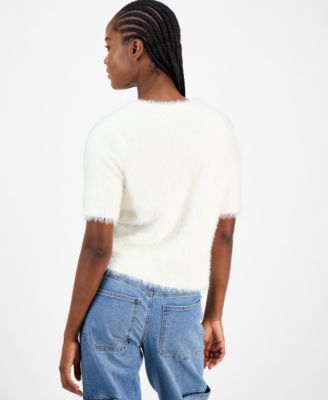 Women's Eyelash-Knit Short-Sleeve Cardigan, Macy's Exclusive
