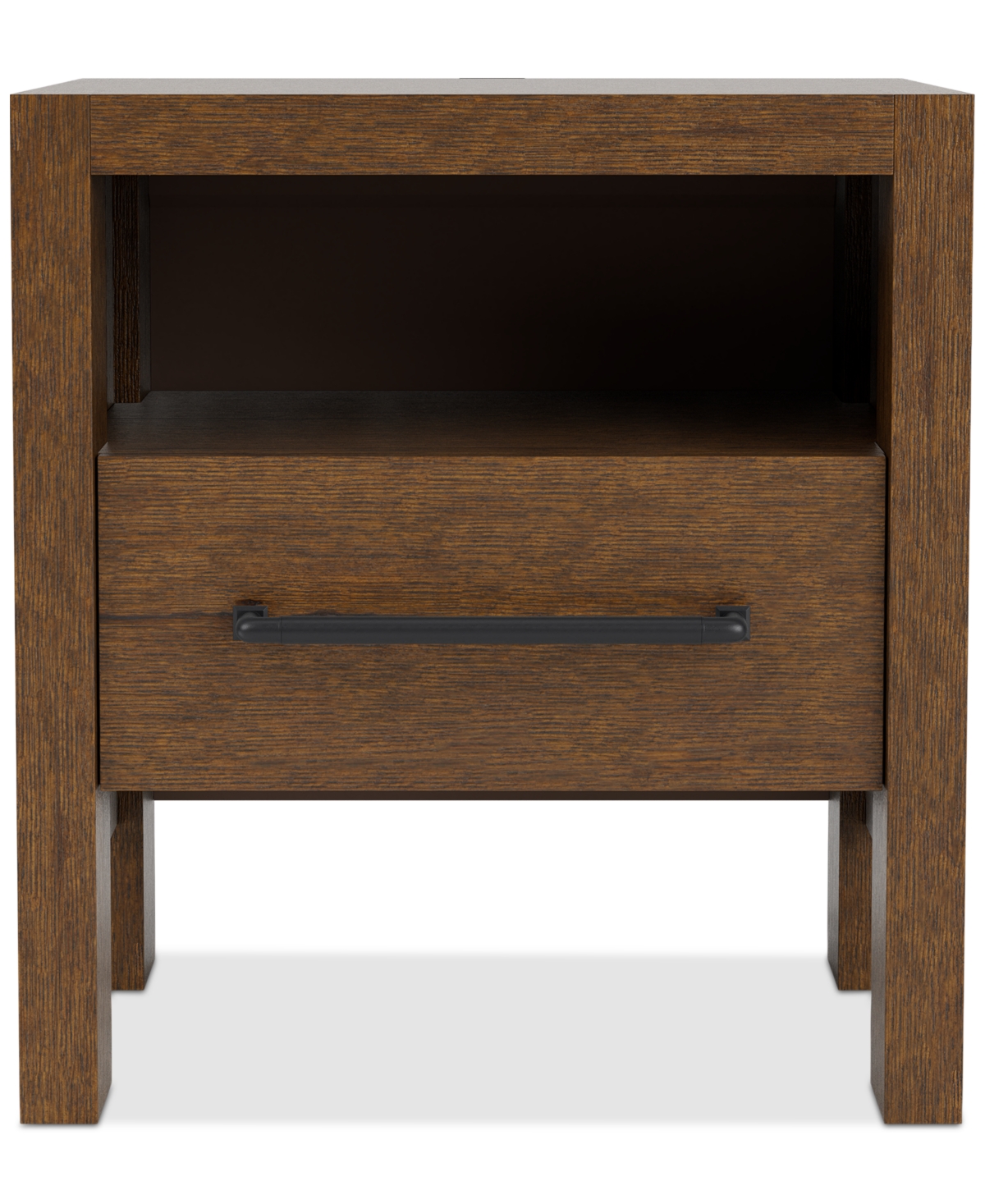 Macy's Davie Cracked Oak 1 Drawer Nightstand In Brown