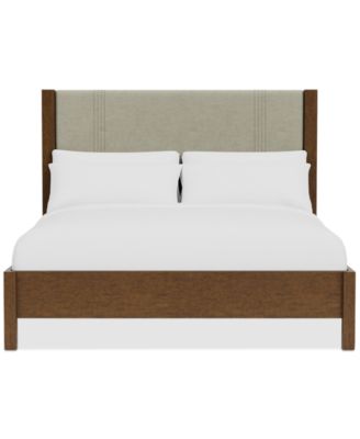 Furniture - Davie Cracked Oak King Upholstered Bed
