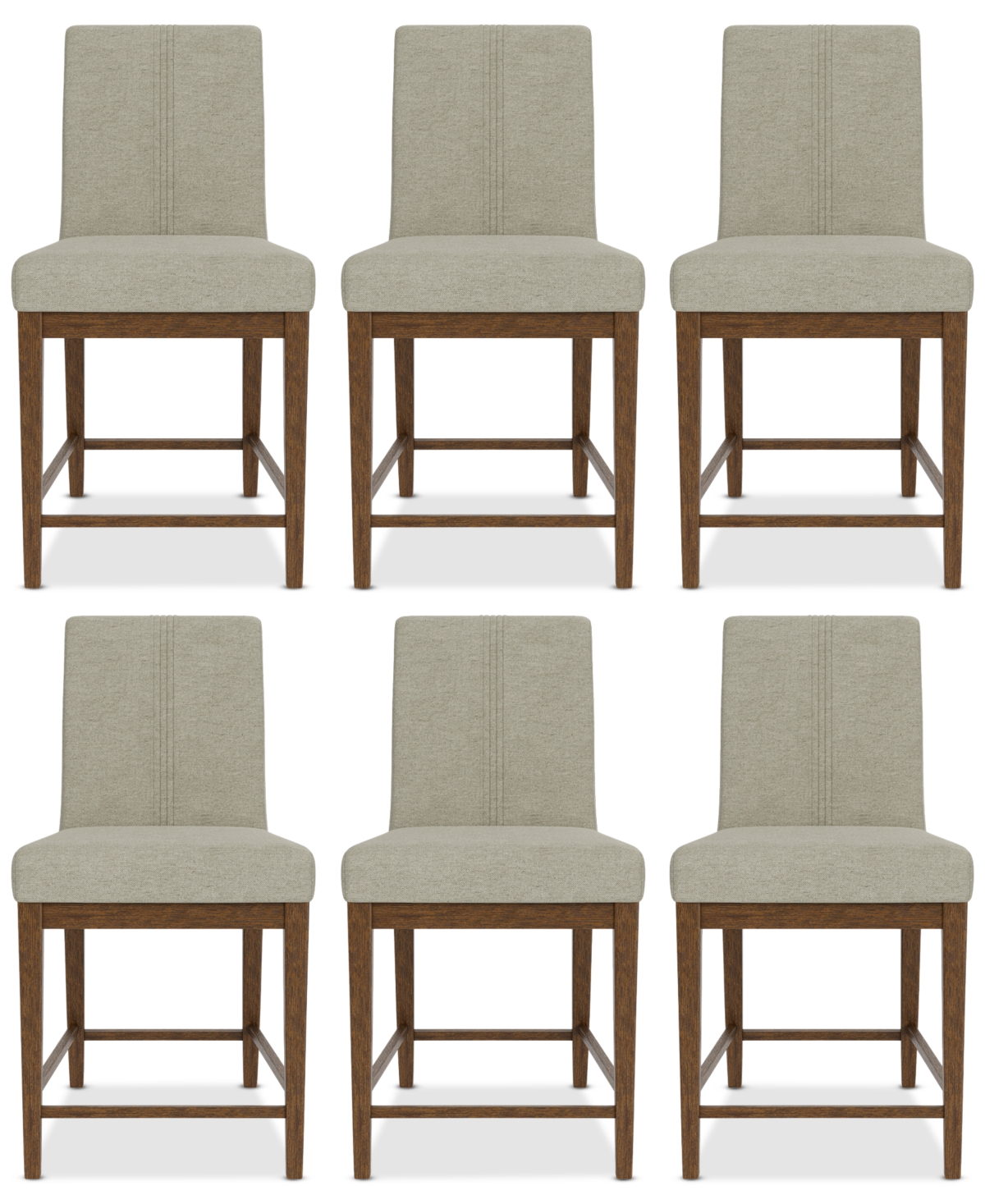 Macy's Davie Cracked Oak 6 Pc. Upholstered Chair Set In Gray