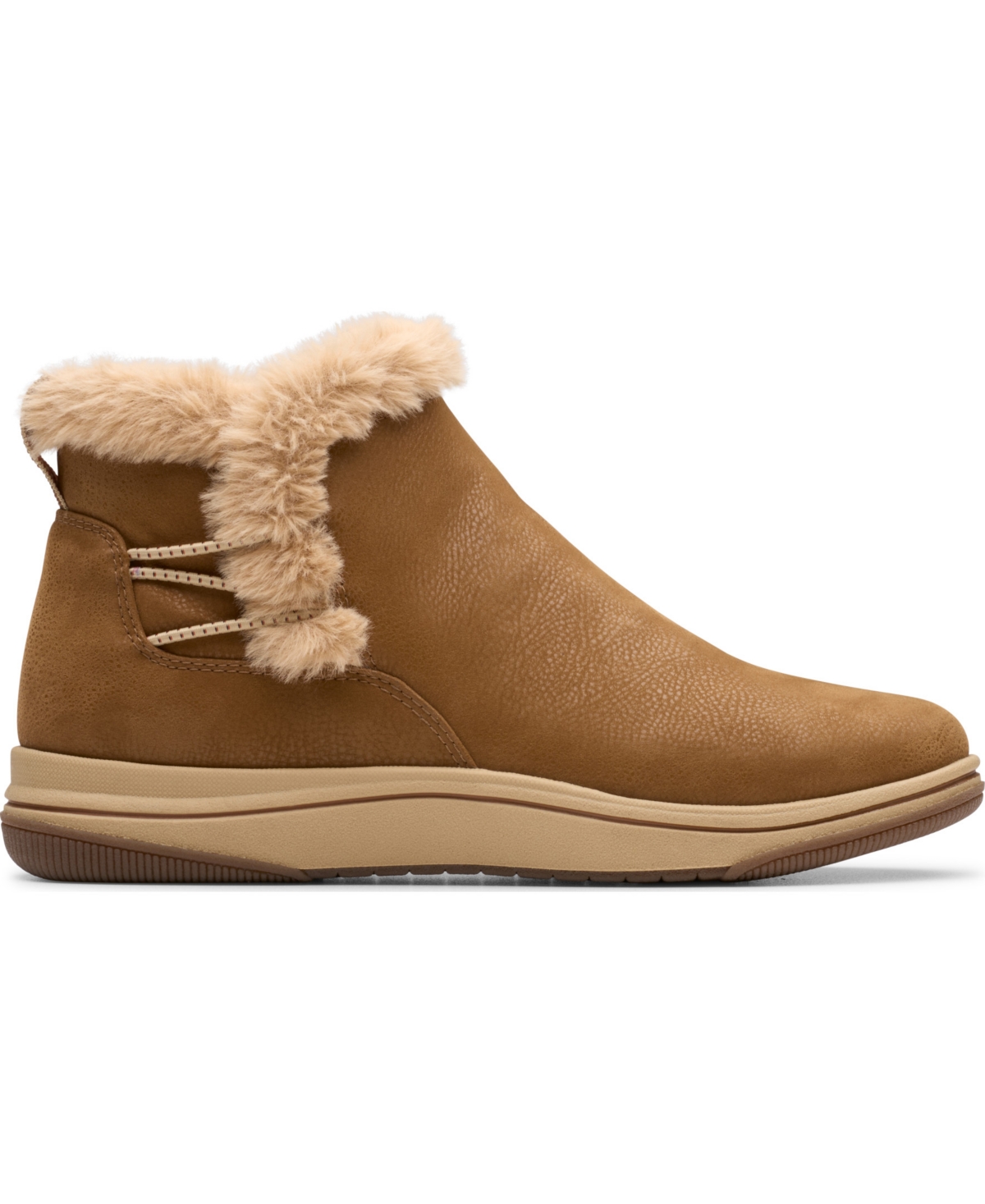 Clarks Women's Cloudsteppers Breeze Fur Wedge Ankle Boots In Brown