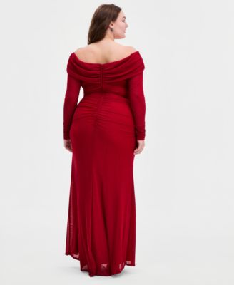Trendy Plus Size Off-The-Shoulder Glitter Gown