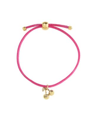 Black Leather Cherry Friendship Slider Bracelet