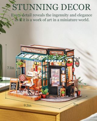 3D Puzzles Miniature House Kit Tipsy Restaurant DIY Birthday Gifts Valentine's Day Birthday Gifts, Multicolored, 2.72"2.72"5.71