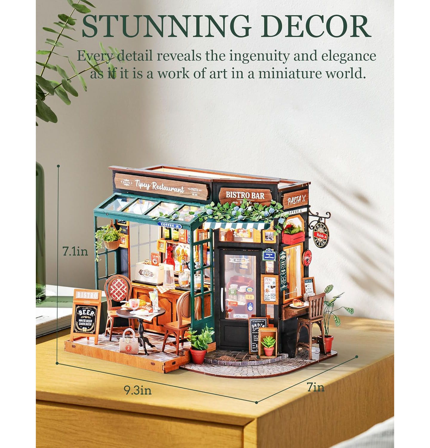 Детские игрушки Robotime 3D Puzzles Miniature House Kit Tipsy Restaurant DIY Birthday Gifts Valentine's Day Birthday Gifts, Multicolored, 2.72"2.72"5.71 — фото 2