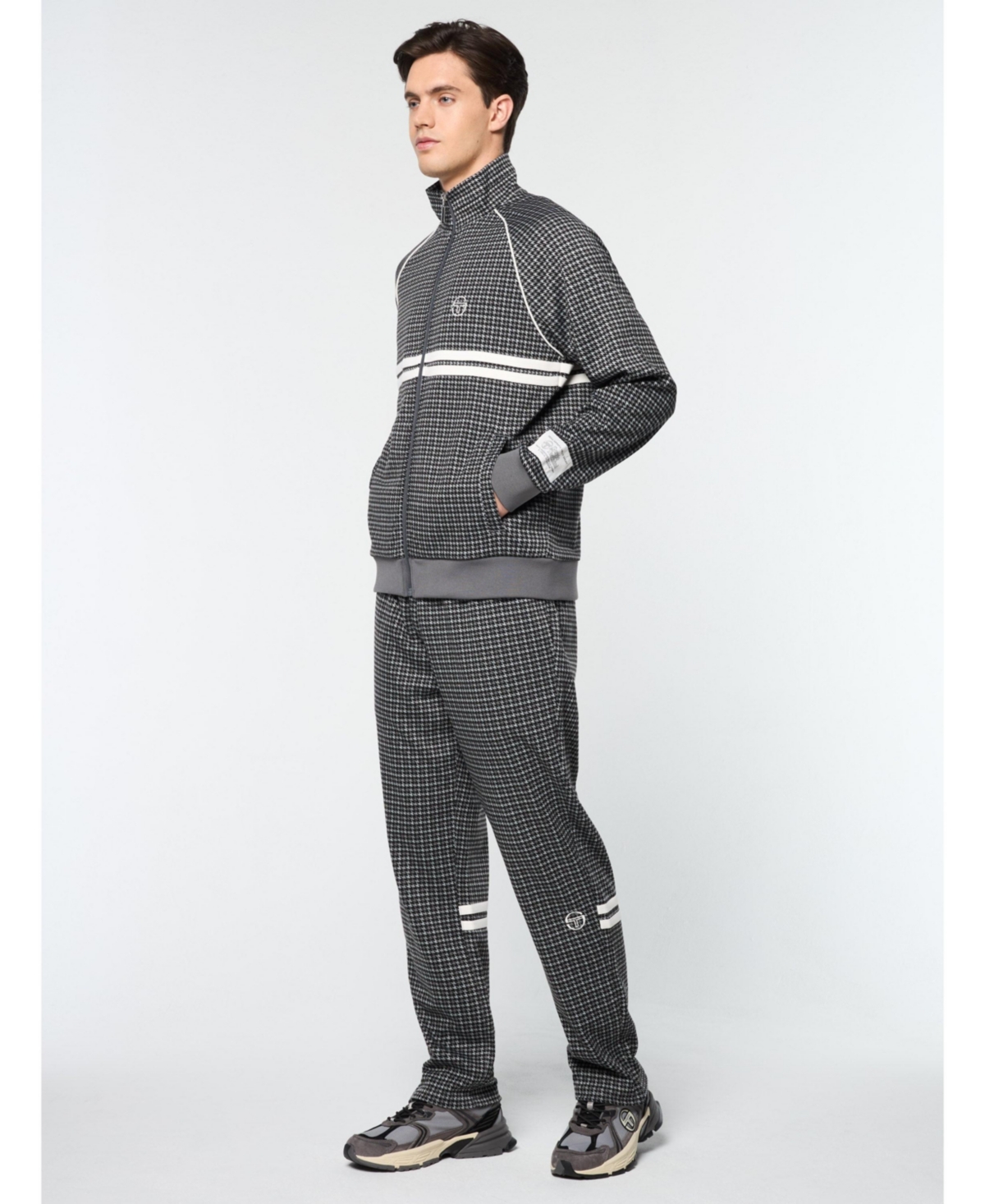 Sergio Tacchini Big & Tall Dallas Houndstooth Track Jacket In Black