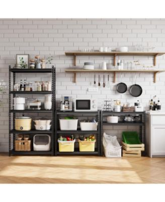 5-Tier Steel Garage Shelving Unit, 48"W x 16"D x 72"H, Adjustable Steel Utility Storage Rack with Metal Shelves, 770 Lbs/Shelf Capacity, for Garage, Warehouse, Pantry & Basement, Heavy Duty, Black