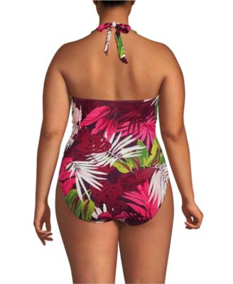 Women's Sculpting Suit Plunge Halter High Leg One Piece Swimsuit