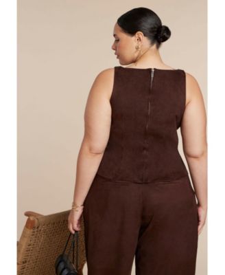 Women's Plus Size Faux Suede Flap Top