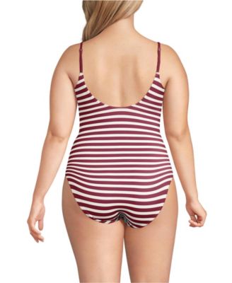 Women's Plus Size Tugless Thin Strap One Piece Swimsuit