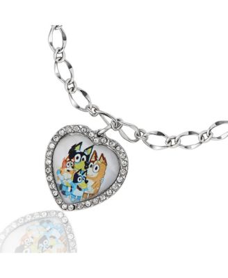 Heart Pendant Chain Bracelet - Silver Tone