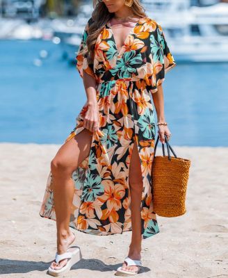 Women's Coral Island Tropical Maxi Beach Dress
