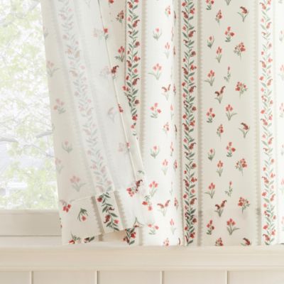 Ridgewood Floral Stripe Semi-Sheer Rod Pocket Kitchen Curtain Tier Pair