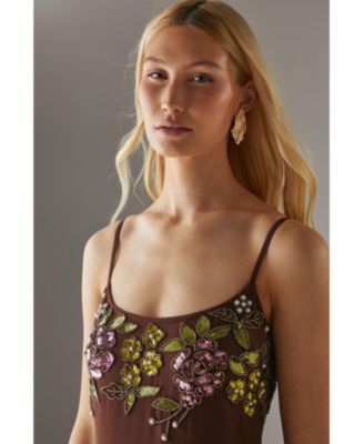 Embellished Strappy Sequin Midi Dress