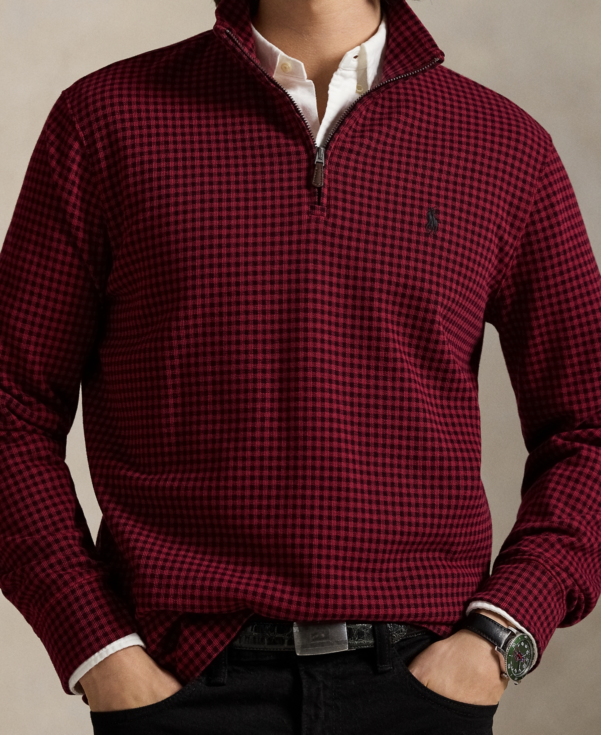 Polo Ralph Lauren Men's Estate-rib Cotton Quarter-zip Pullover In Burgundy