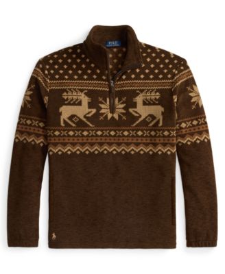 Men's Brushed Fleece Quarter-Zip Pull-On Sweater