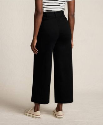 Women's Petite Denim High Rise Patch Pocket Extra Wide Leg Crop Jeans