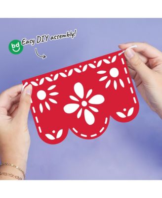 Let's Fiesta Garland Banner, 30 Feet of Cord, 15 Double-Sided Colorful Picado