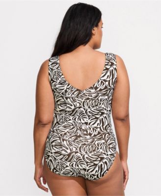 Women's Plus Size Sculpting Suit Sweetheart V-Wire High Leg One Piece Swimsuit