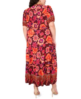 Plus Size Puff Sleeves Maxi Dress
