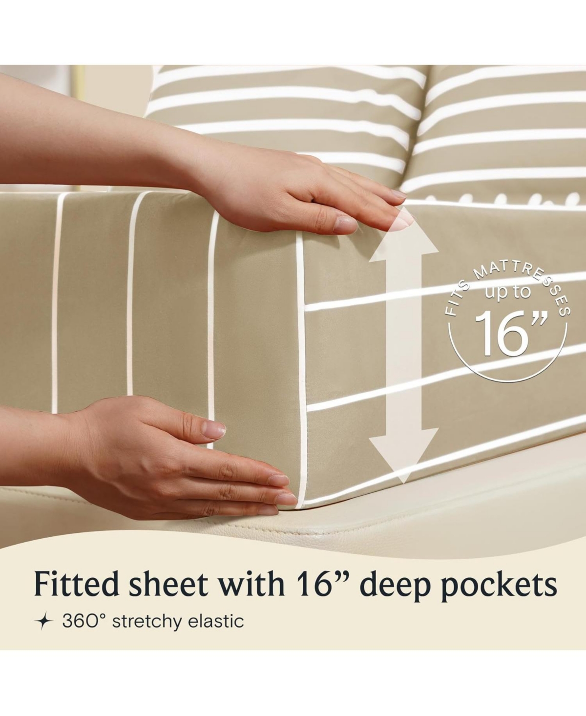4PC Striped Silky Soft Cooling Deep Pocket Performance Sheet Set