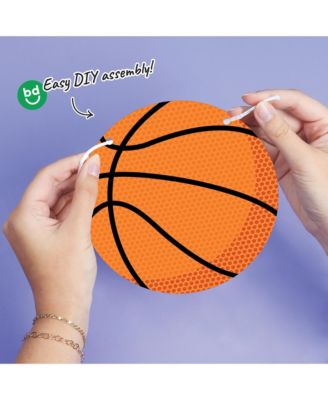 Basketball Garland Banner, 30 Feet of Cord, 15 Double-Sided Orange Basketballs
