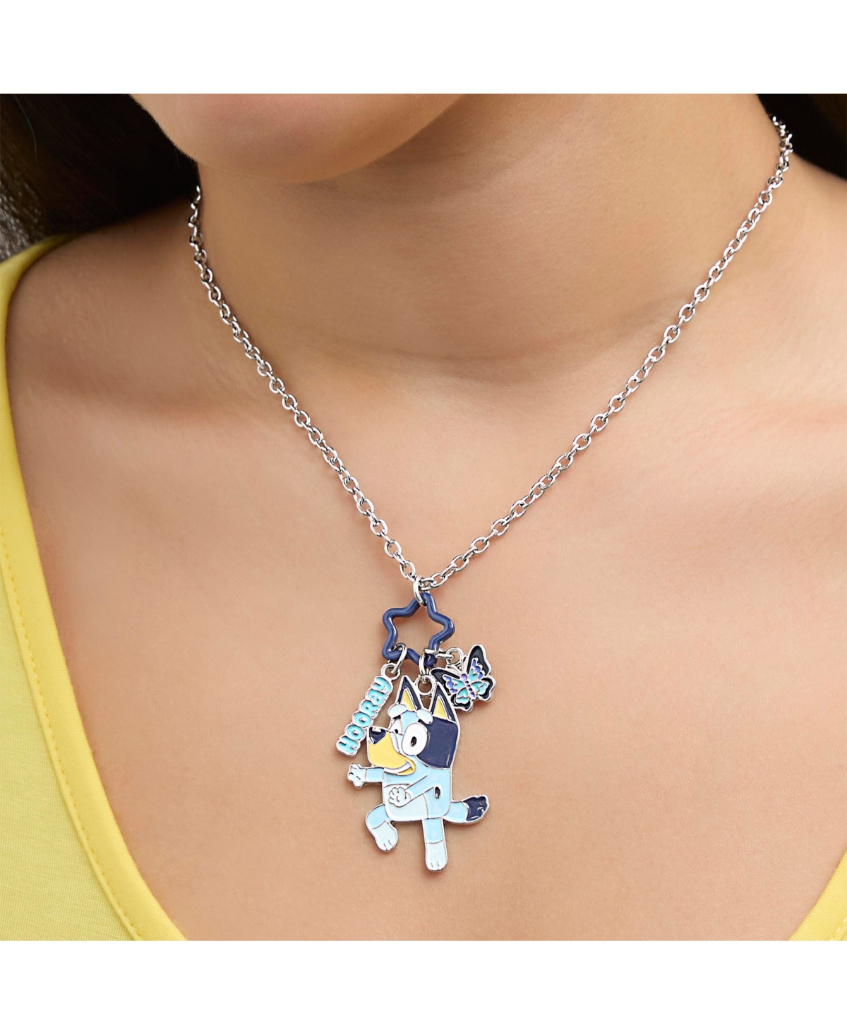 Bluey and Bingo Bff Pendant Necklace Set with Star and Charm Tags - 2 Piece Jewelry Gift