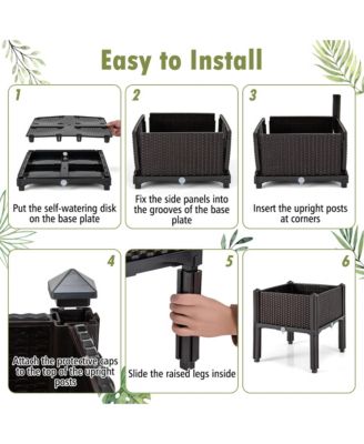 6 PCS Elevated Plastic Raised Garden Bed Planter Kit