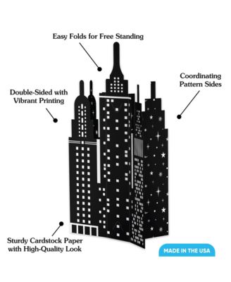 Freestanding 3D Nighttime City Skyline Centerpiece Table Decorations - 8 Count