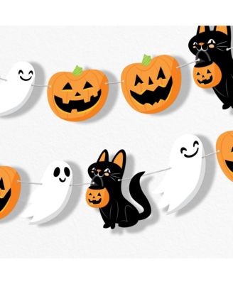 Jack-O'-Lantern Halloween Garland Banner, 30 Feet of Cord, 15 Paper Halloween