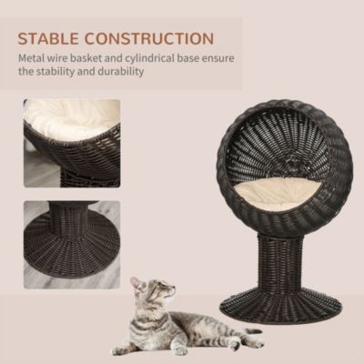 27 Rattan Cat House with Scratcher and Cushion