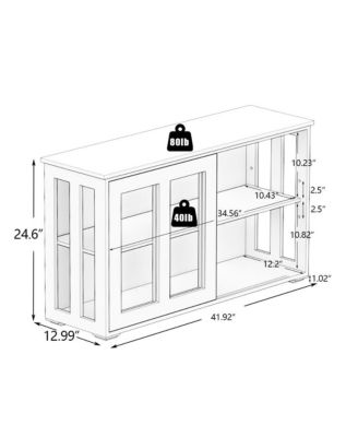 Kitchen Storage Cabinet with Glass Door for Pantry or Dining Room