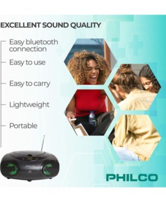 CD Player Boombox with Bluetooth, AM/FM Radio, Portable CD Players for Home, Dynamic Light Display