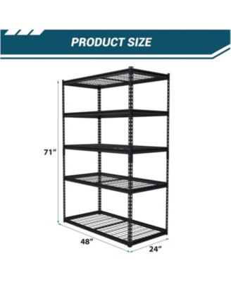 48x24x72 Inch Garage Shelving Heavy Duty, Storage Shelves 2500Lbs Capacity, Adjustable Metal Shelving Unit, 5 Tier Industrial Shelves for Basement Workshop