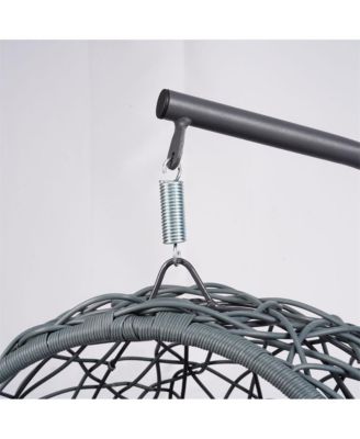 Brown Rattan Cat Egg Chair with Stand and Cushion