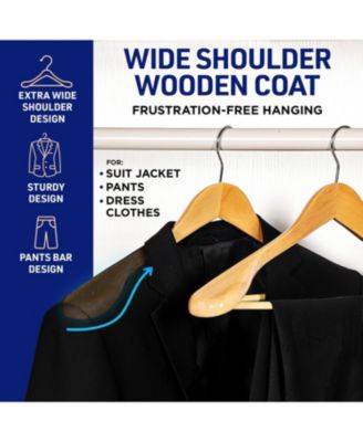 Wooden Clothes Hangers, 360&deg; Swivel Hook, Non-Slip Shoulder Notch, Holds Up to 10 lbs, Pants Bar, for Suits, Dresses & Coats, Pack of 5, Natural