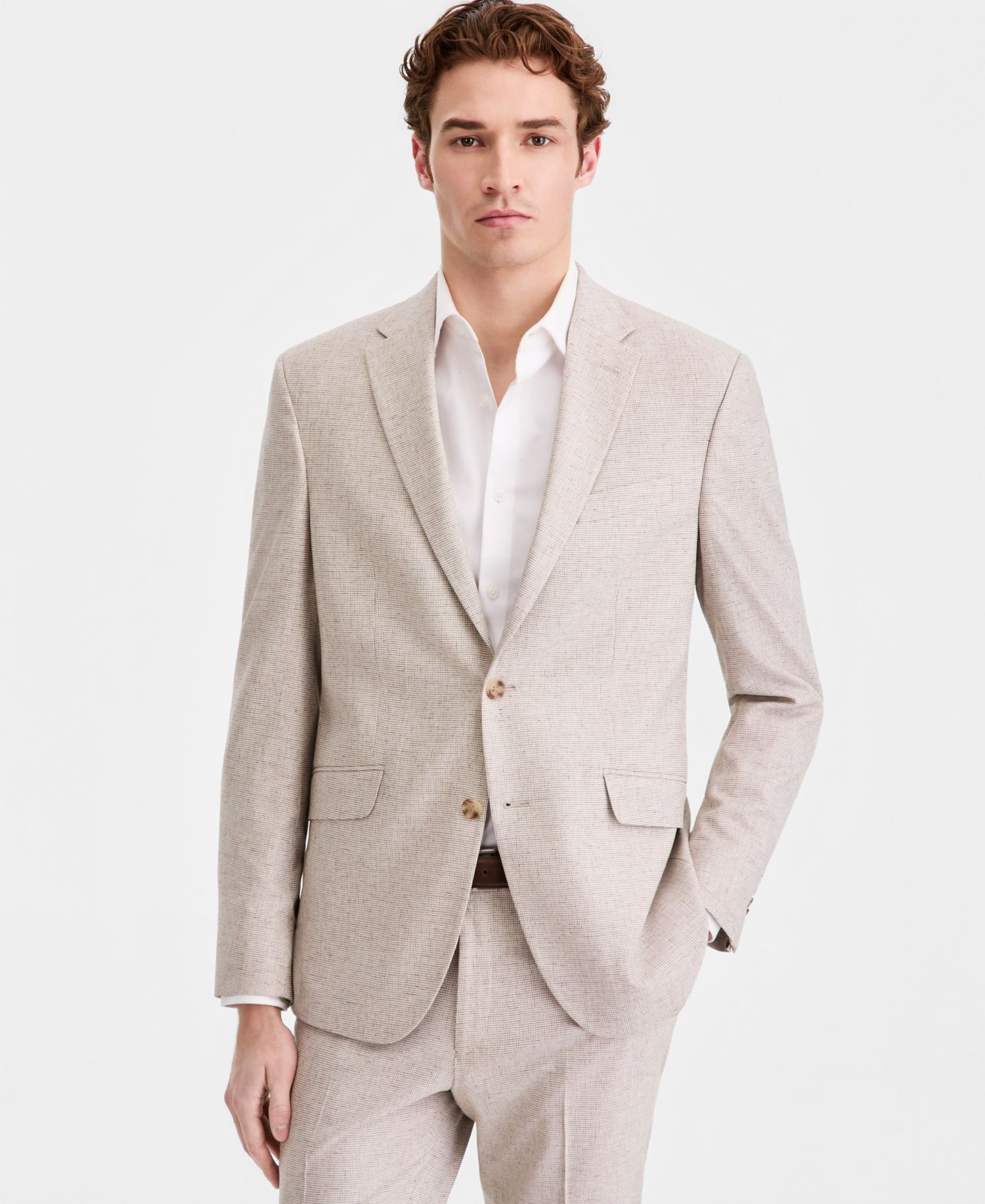 Men's Houndstooth Slim-Fit Techni-Cole Suit Separates Jacket