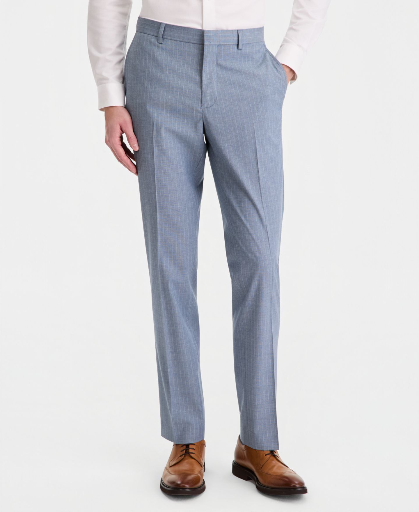 Мужские брюки Kenneth Cole Reaction Pinstripe Slim-Fit Techni-Cole Suit Separate, цвет: Синий — фото 3