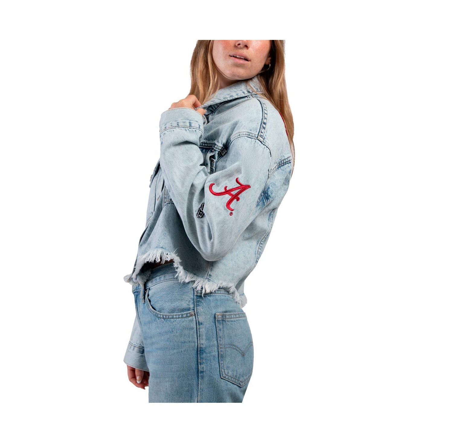 Women's Denim Alabama Crimson Tide Lightwash Full-Button Jean Jacket