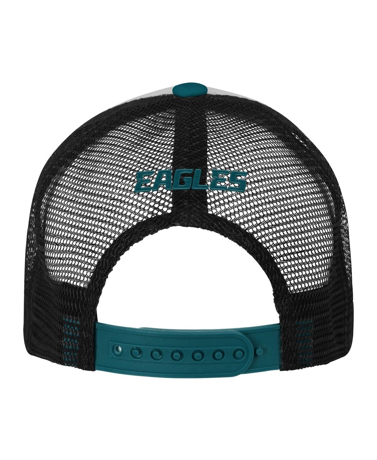 Outerstuff Big Boys And Girls White/midnight Green Philadelphia Eagles Essentials Trucker Adjustable Hat In Green
