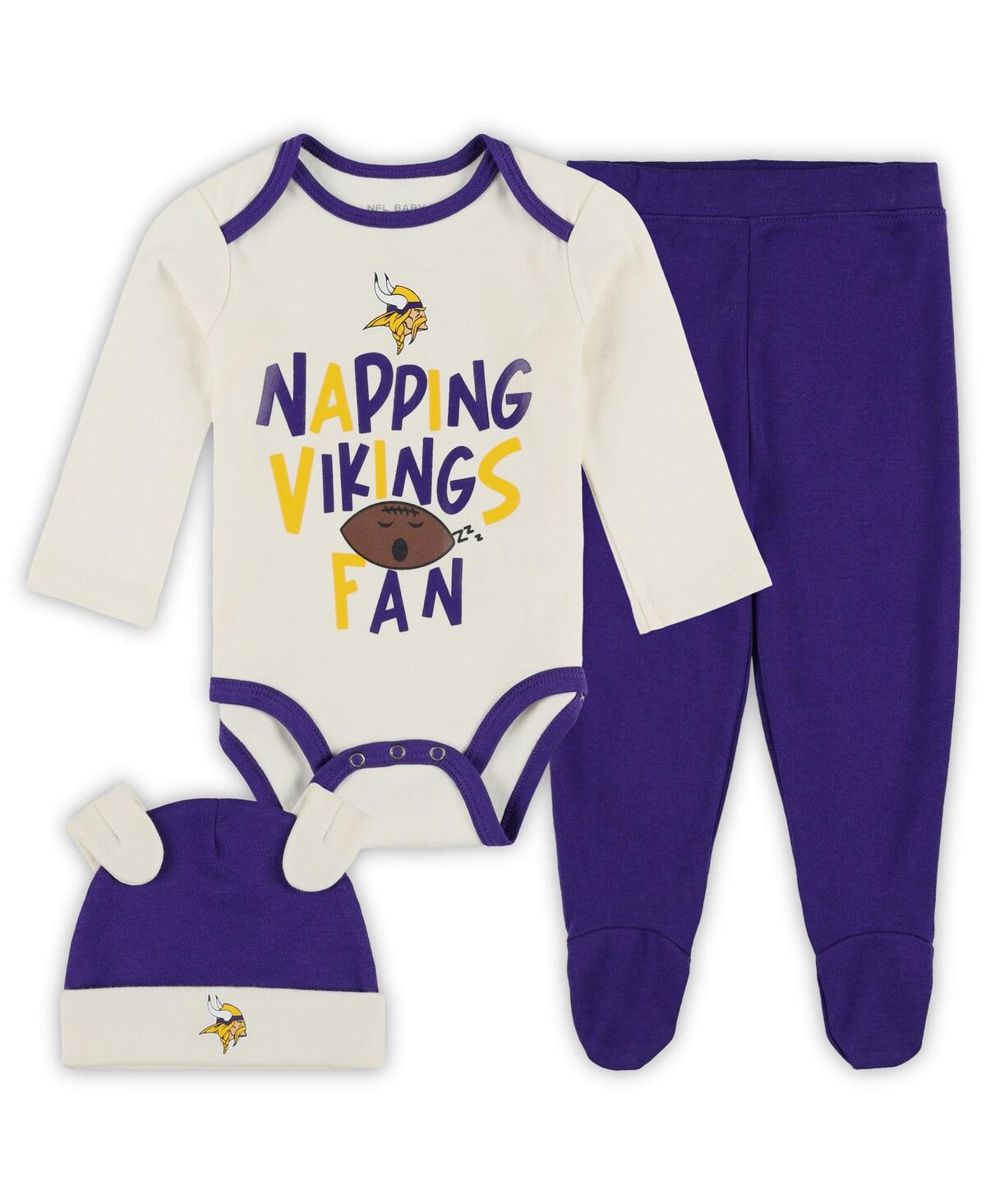 Outerstuff Baby Boys And Girls 3-piece Minnesota Vikings Little Champ Set In Multi