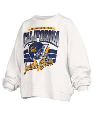 Women's White Cal Bears Oversized Janice Retro Waist-Length Pullover Sweatshirt