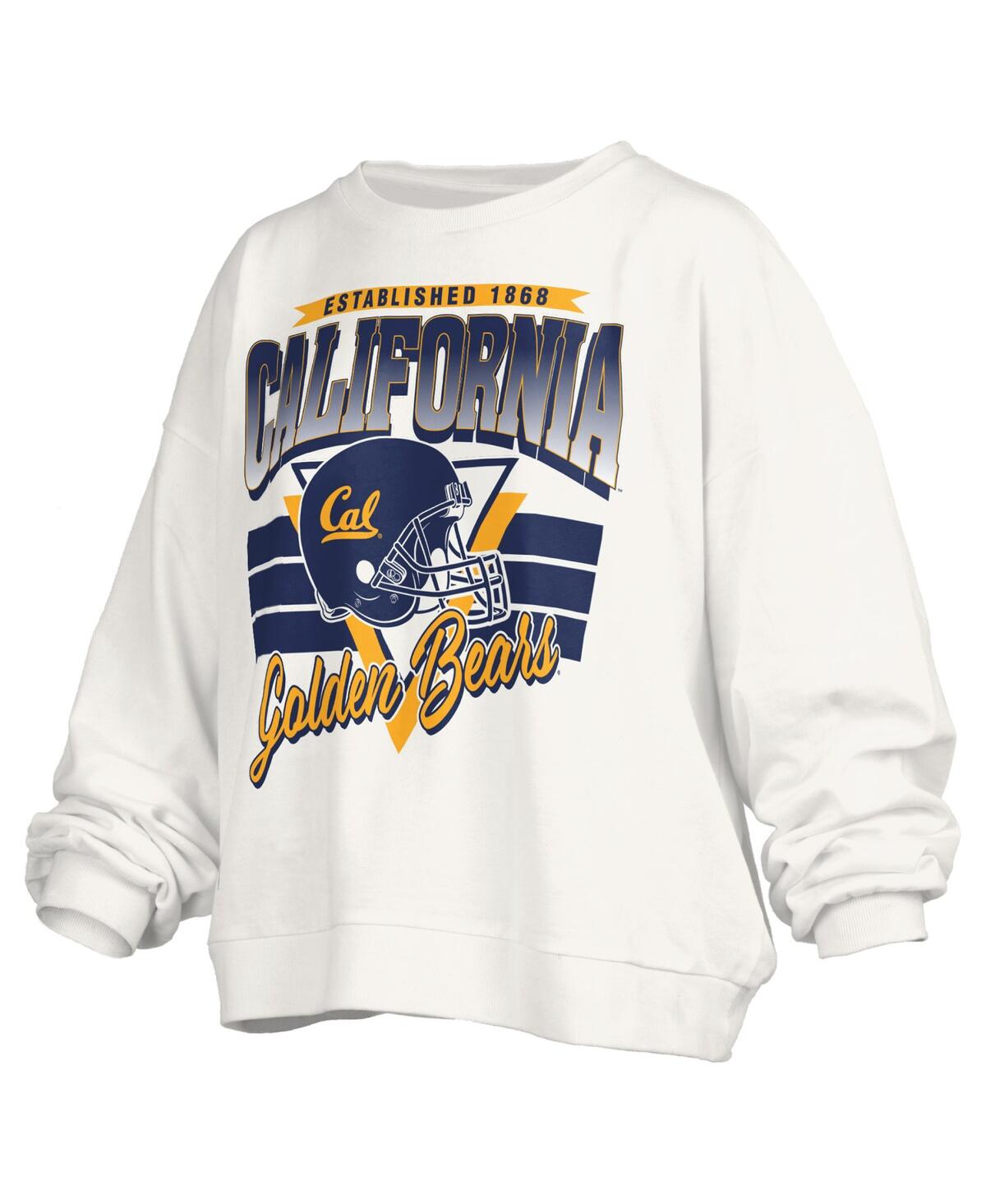 Pressbox White Cal Bears Oversized Janice Retro Waist-length Pullover Sweatshirt In White