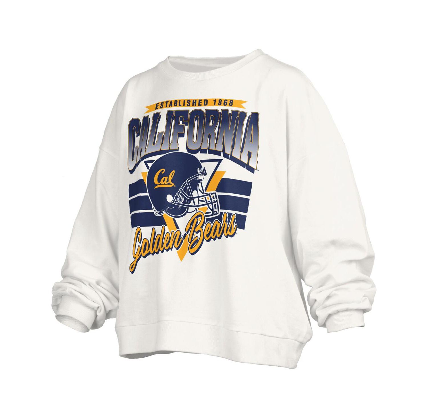 Women's White Cal Bears Oversized Janice Retro Waist-Length Pullover Sweatshirt