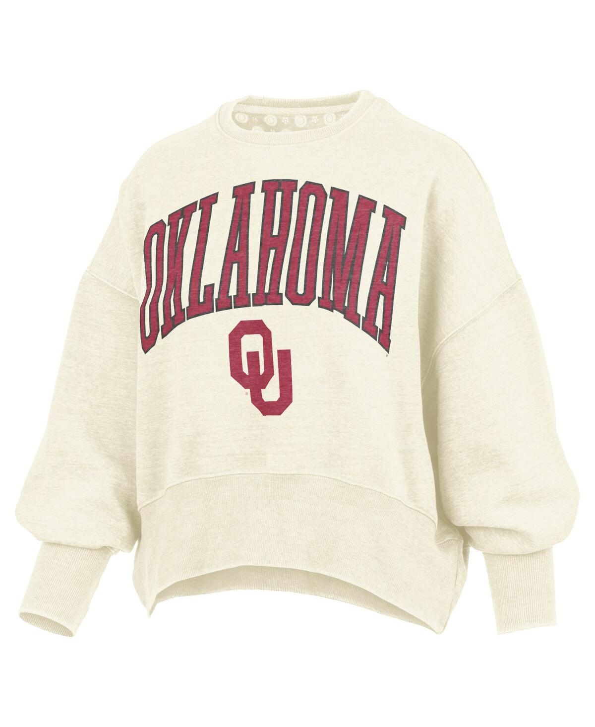 Pressbox Natural Oklahoma Sooners Oversized Waist-length Crewneck Sweatshirt In Brown