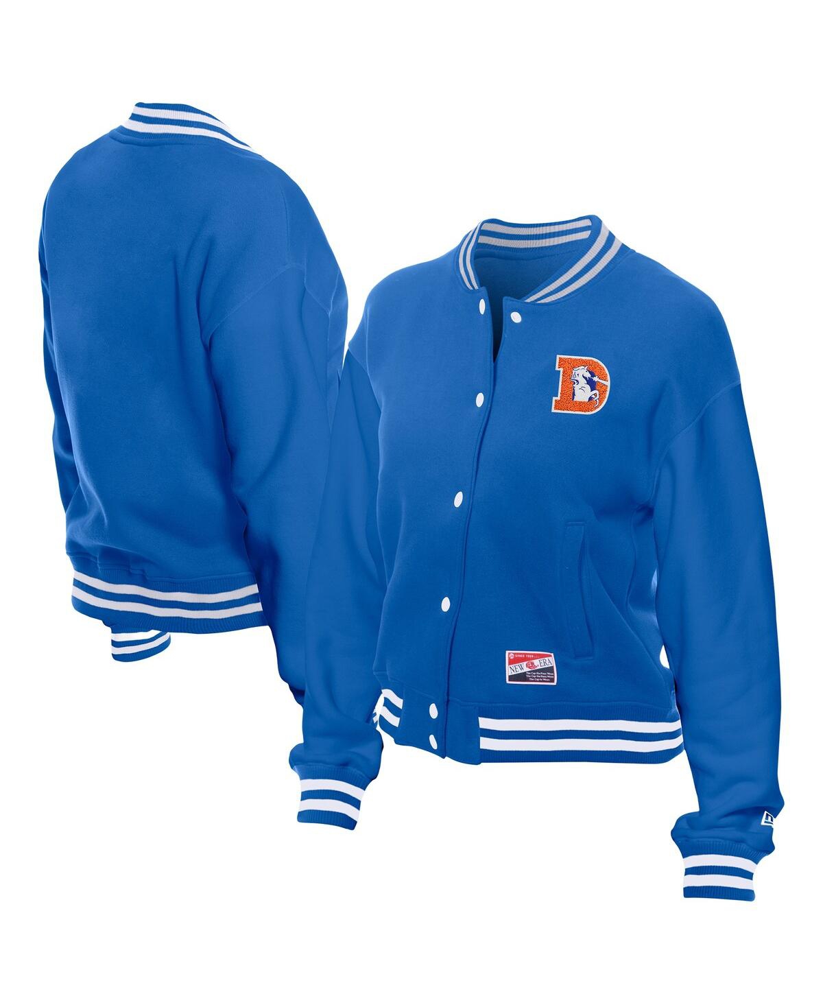 New Era Women's Royal Denver Broncos Throwback Fleece Full-snap Jacket In Blue